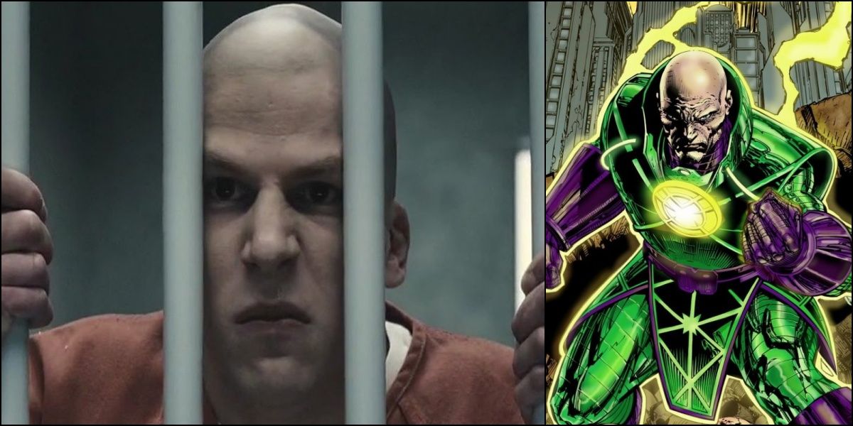 Split of Lex Luthor Imprisoned in Batman V Superman and Lex In the mech suit from the Comics