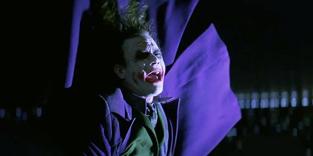 The Joker laughs in The Dark Knight