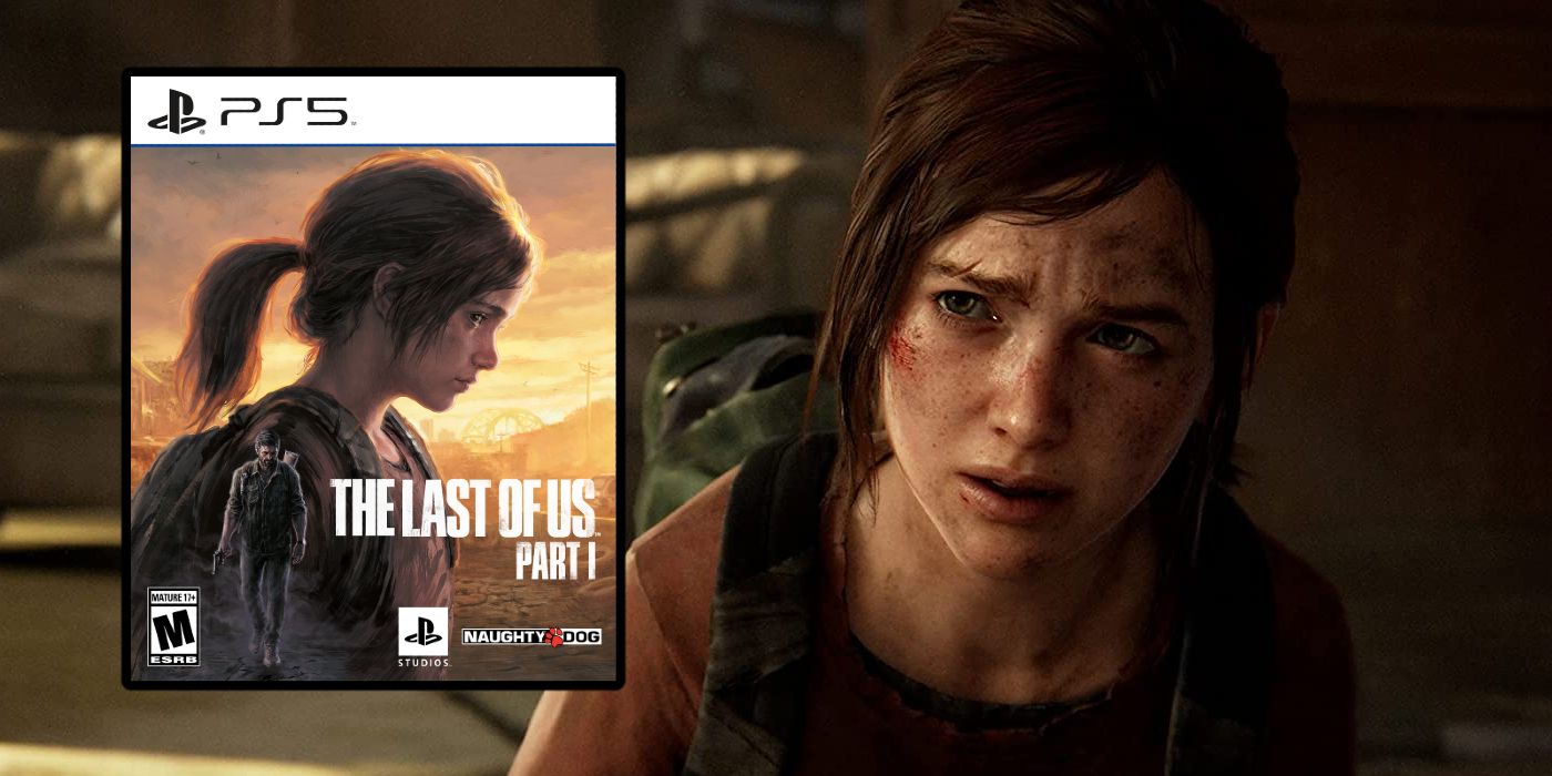Ellie donne un regard en détresse à côté de la pochette de The Last Of Us Part I