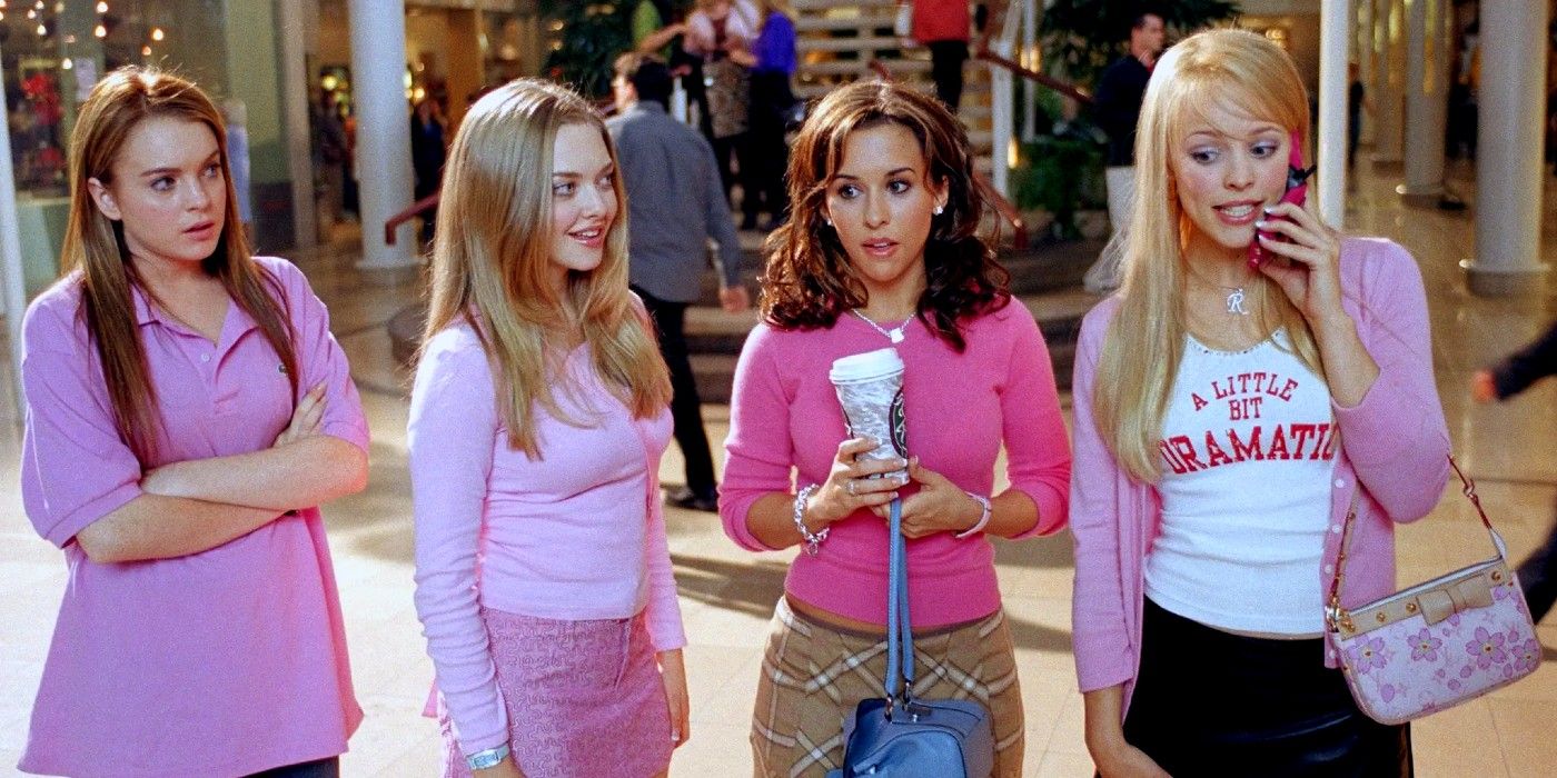 The Plastics and Cady at the mall in Mean Girls.