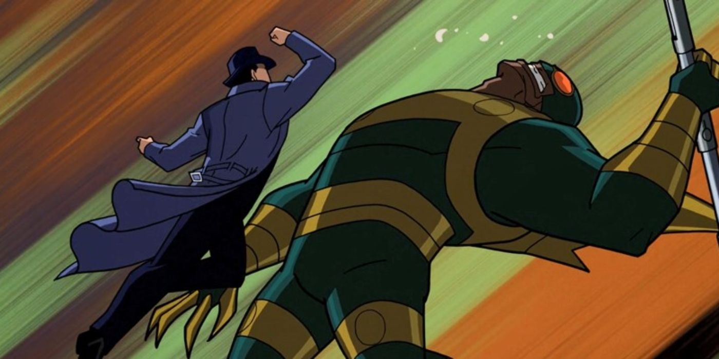 The Question fights a Parademon on Apokolips in Batman: The Brave and the Bold