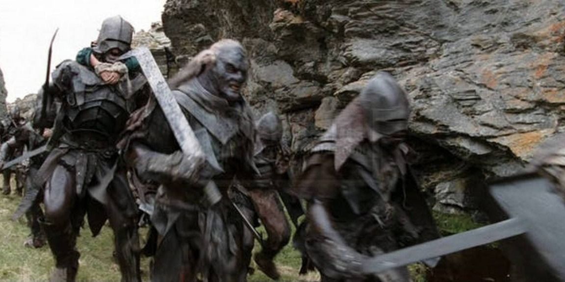 Army of Uruk-Hai travelling quickly in The Two Towers