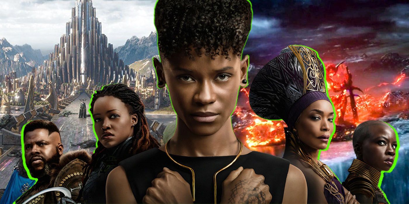 Asgard behind the cast of Black Panther: Wakanda Forever.
