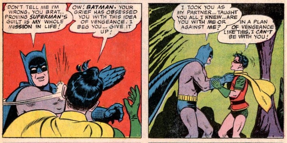 Panel from a Batman and Robin comic: Gosh, Batman, remember this