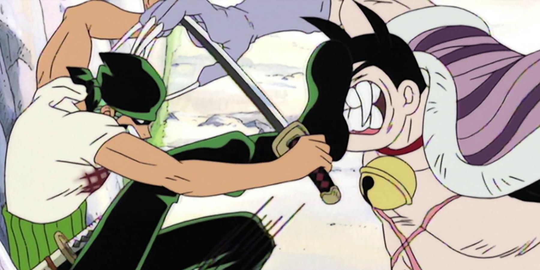 Zoro vs Buchi and Sham in One Piece.