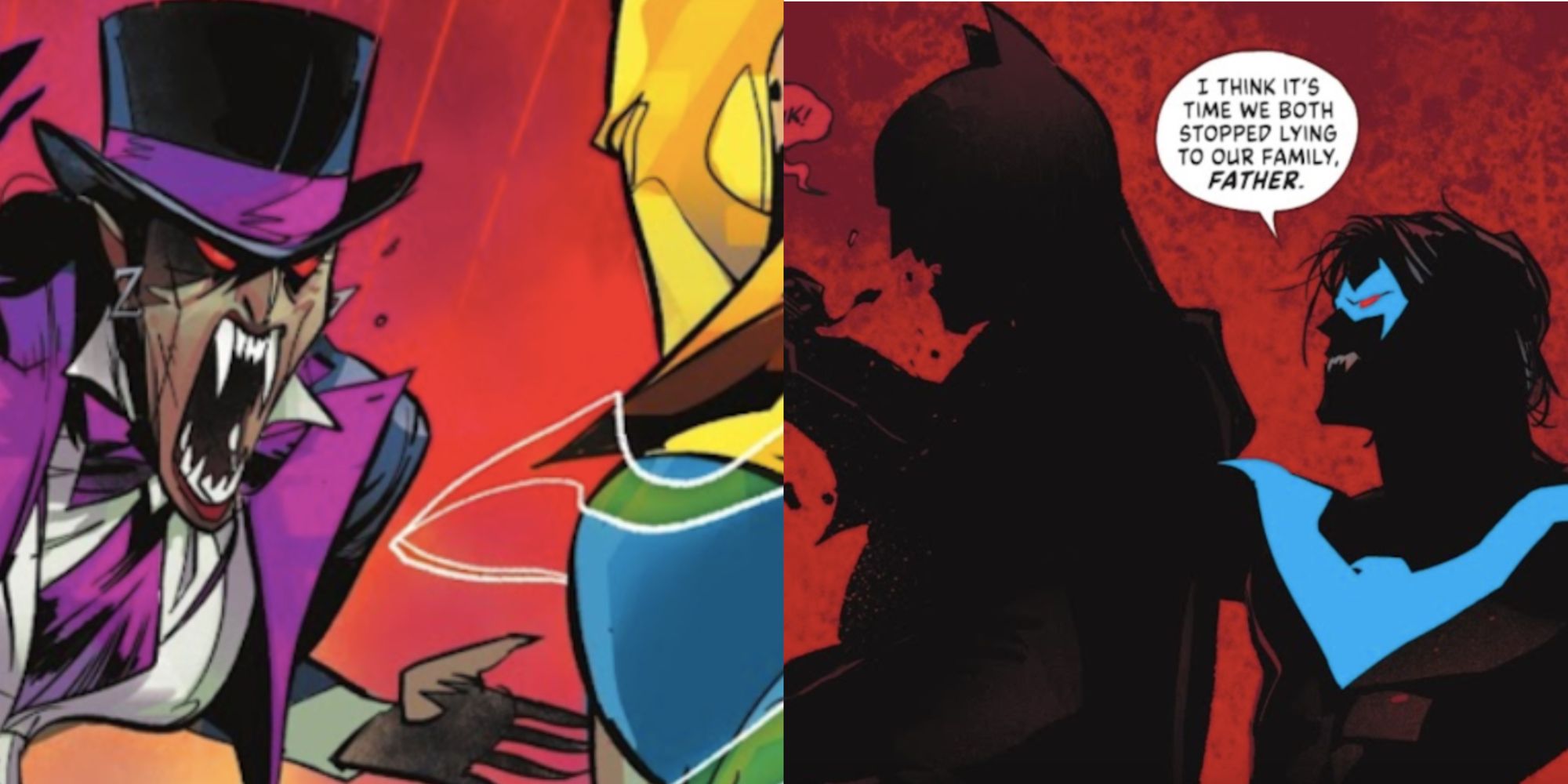 split image of Doctor Fate and Batman dying in DC Vs Vampires