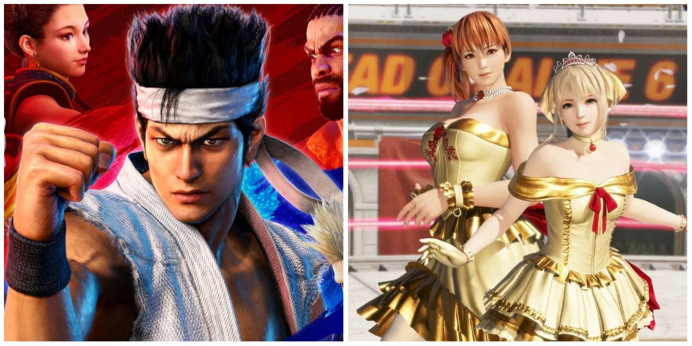Split image of characters from Virtua Fighter and Dead or Alive 