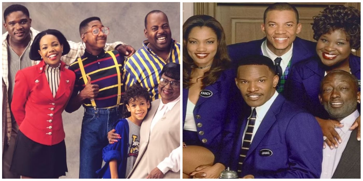Split image of the casts of Family Matters and the Jamie Foxx Show