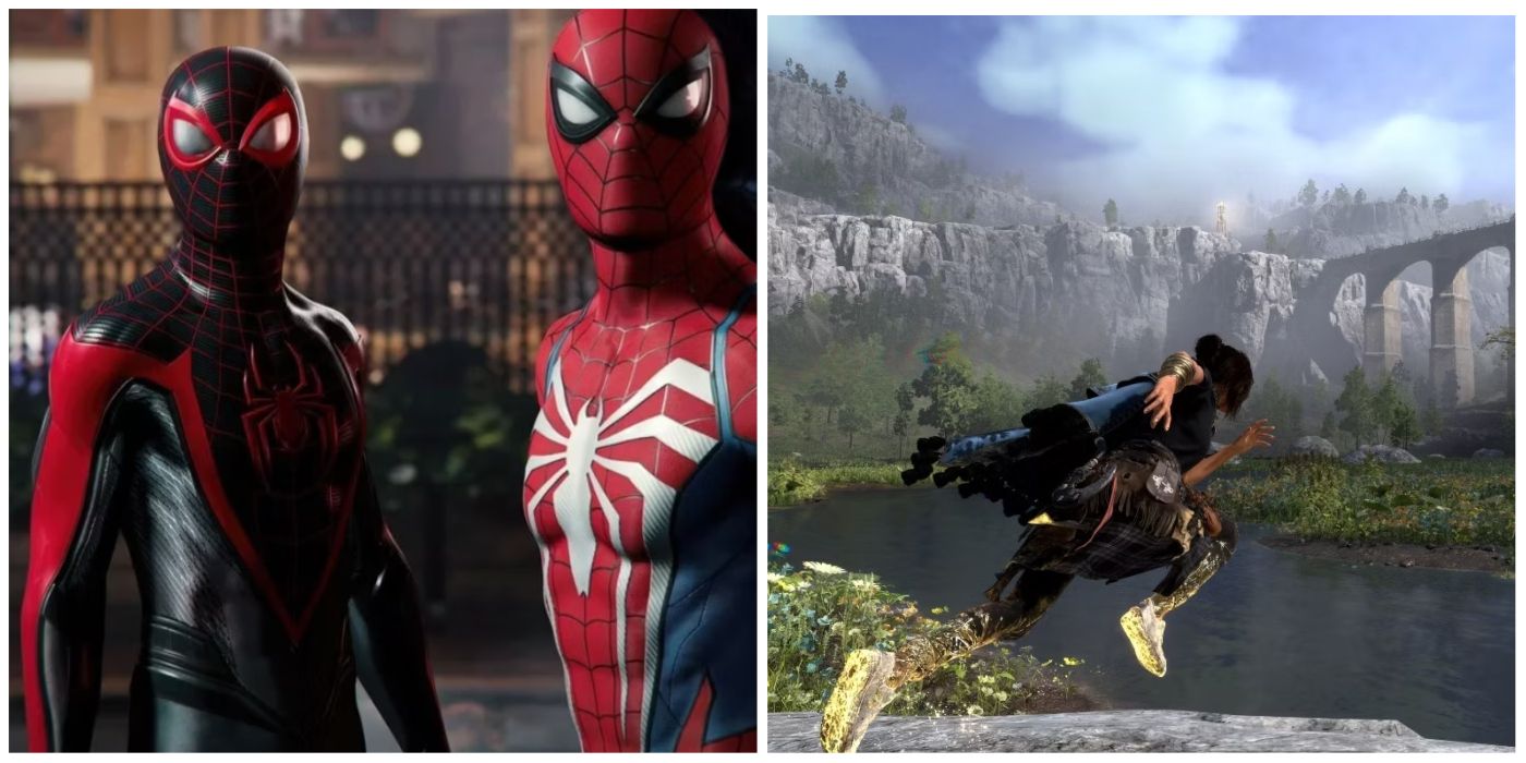 Split image of Spider-Man 2 and Forspoken