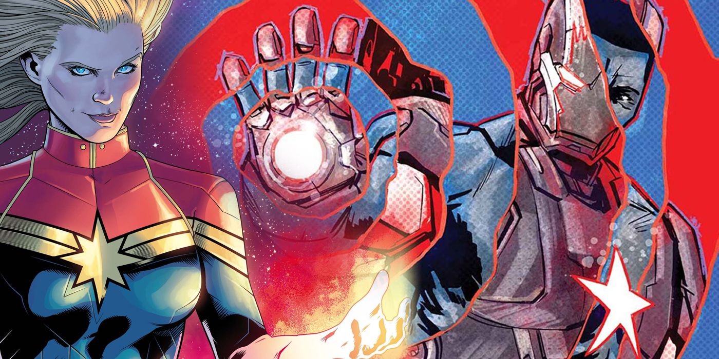 Captain Marvel and War Machine split image