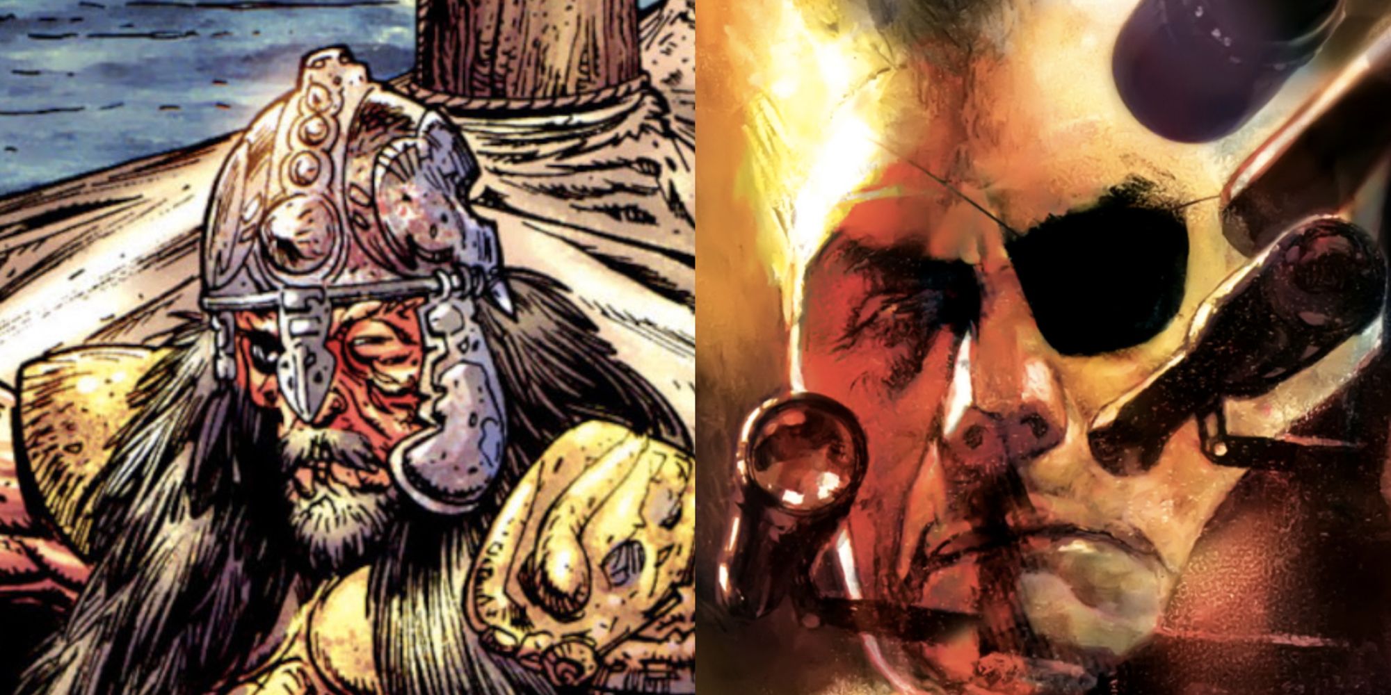 A zombie viking and Nick Fury in Marvel Comics MAX imprint