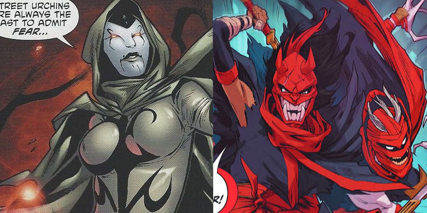 A Split Image of Phobia and the Demon's Fist from DC Comics