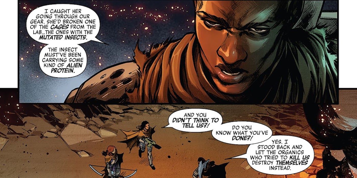 A scene from a Marvel Alien comic has Eli recount the events of Lee's mutation