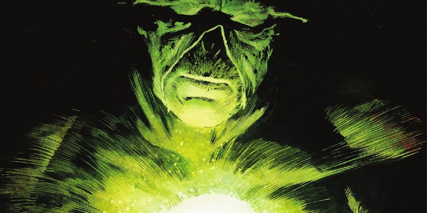 Swamp Thing's face is lit up by a strange light in Swamp Thing #23 by DC Comics