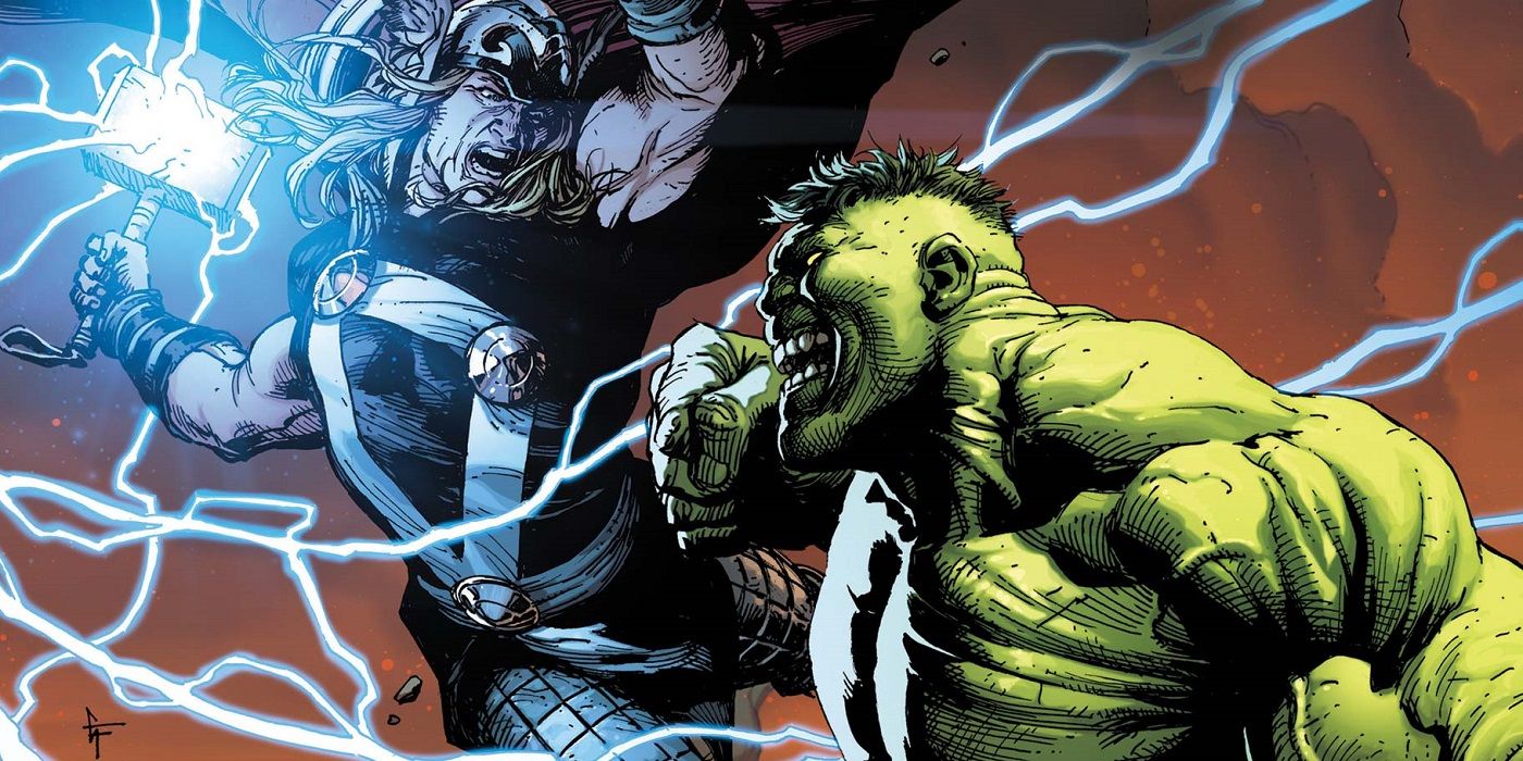 Thor battles the Hulk in Marvel Comics