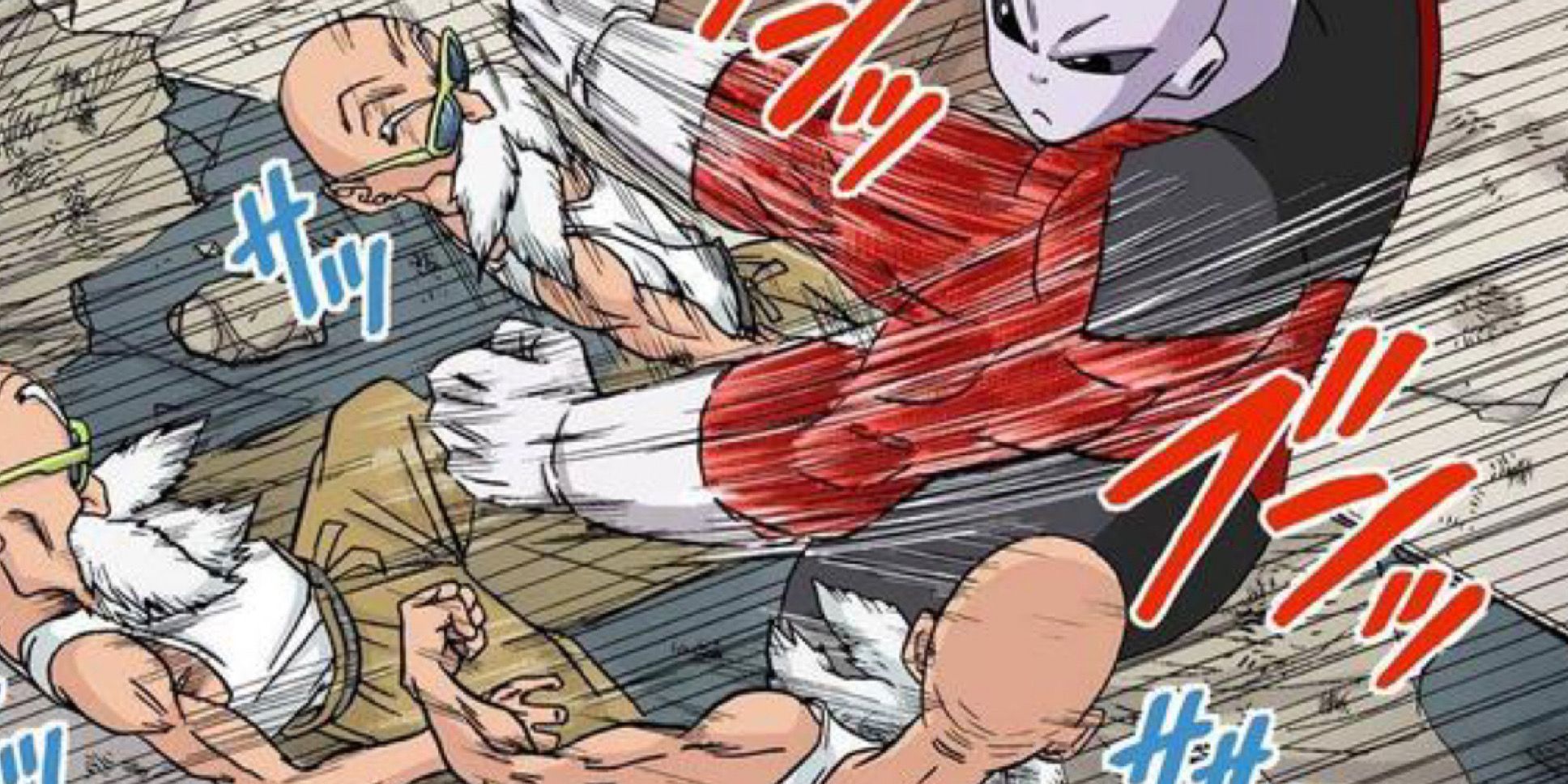 Master Roshi dodging Jiren in the Dragon Ball Super manga.