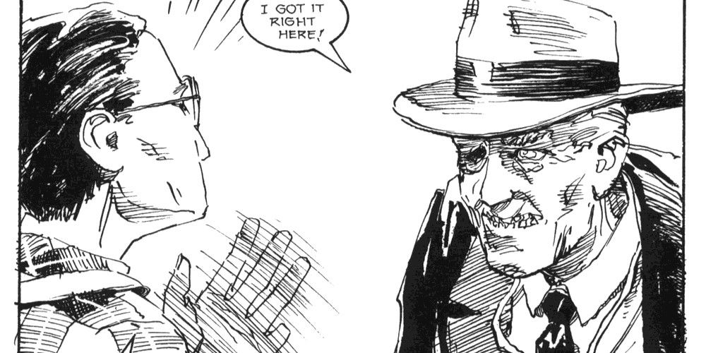 An image of two characters talking in the comic, A History of Violence