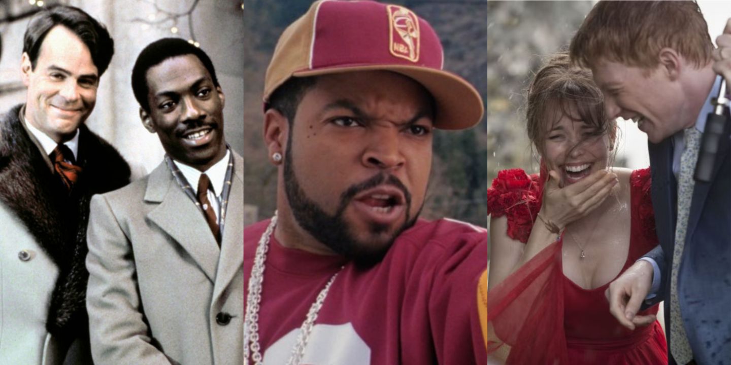 A split image of stills from Trading Places, Are we There Yet?, and About Time