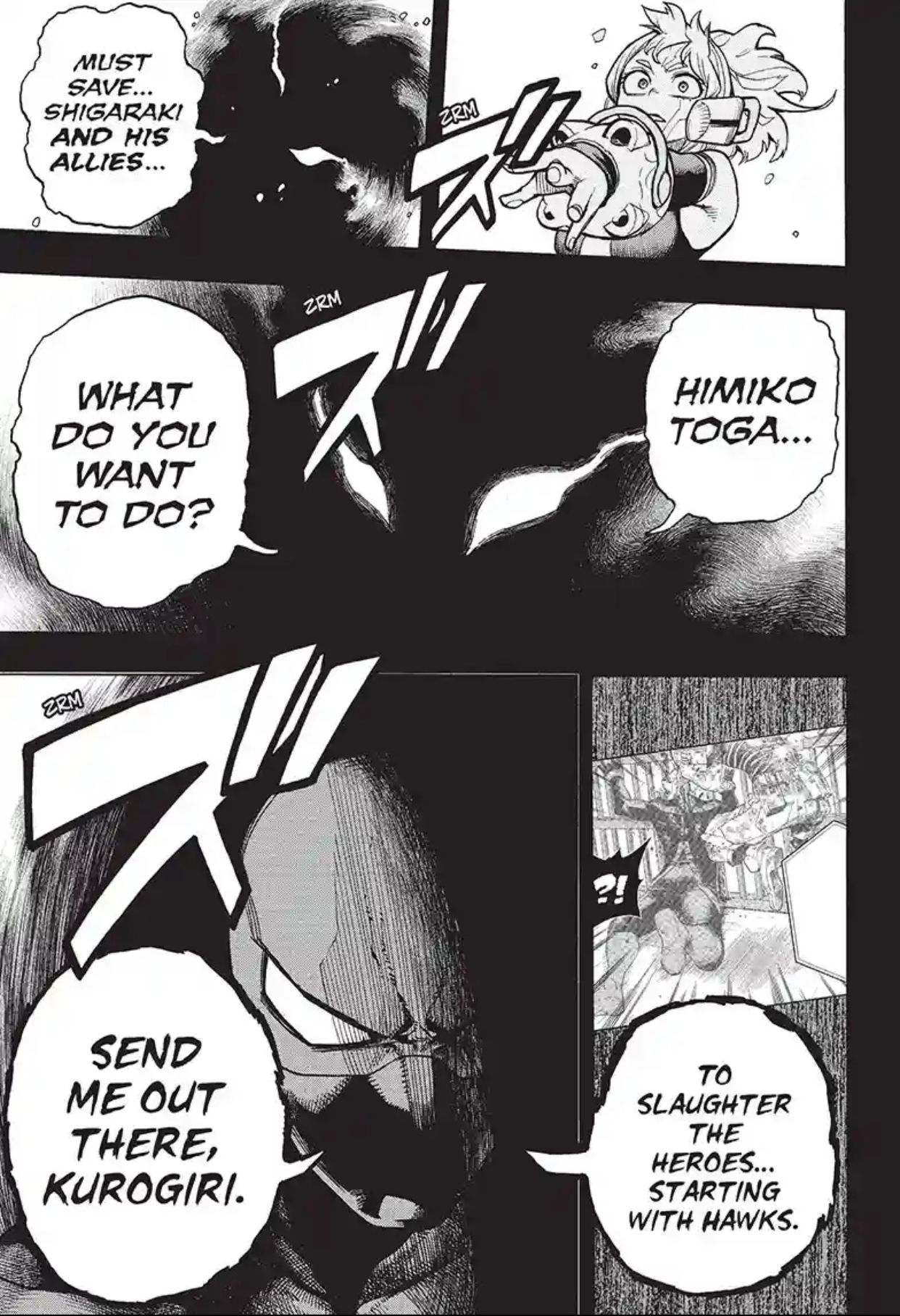 Toga afirmando que sua missão é matar todos os heróis começando com Hawks 