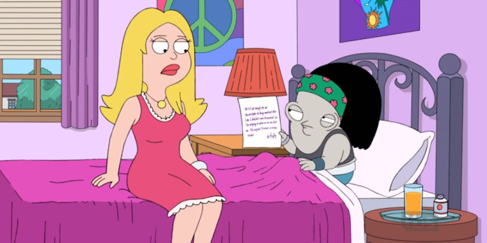 Rogu in a Hayley disguise with Francine in American Dad