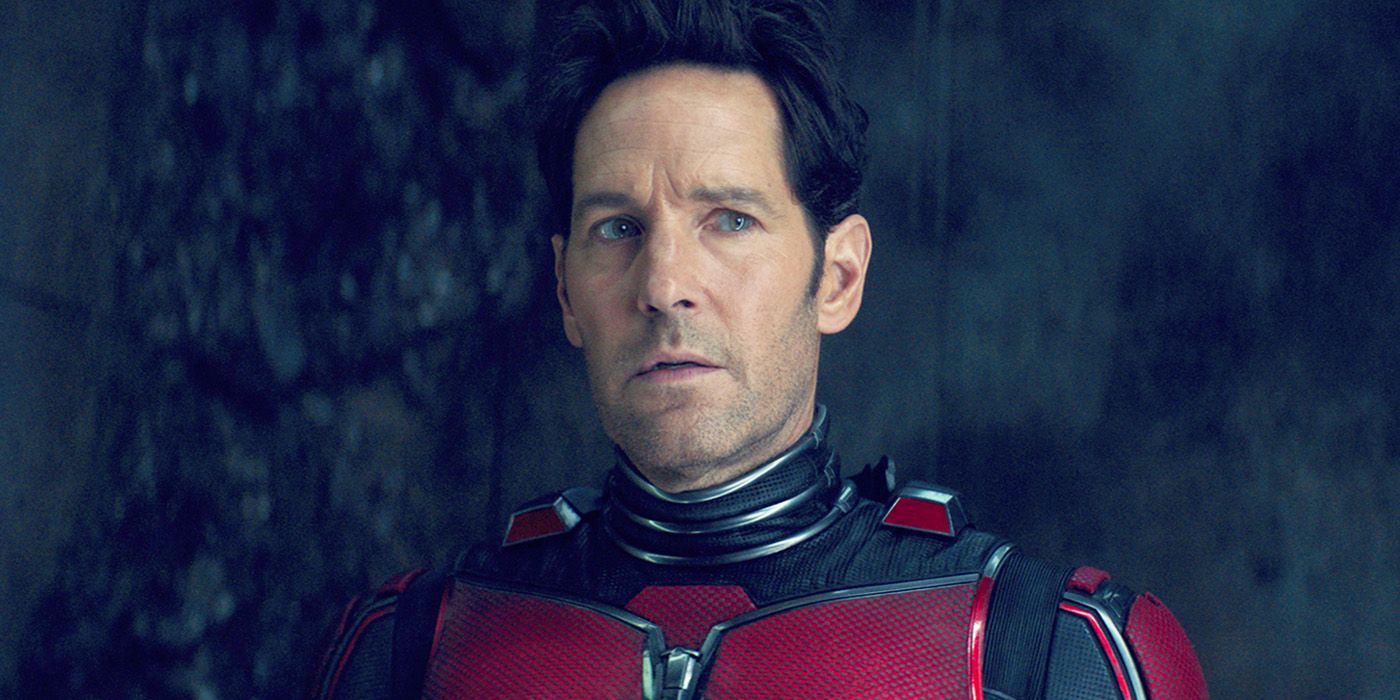 Paul Rudd's Scott Lang gives an ominous look in Ant-Man and the Wasp: Quantumania.