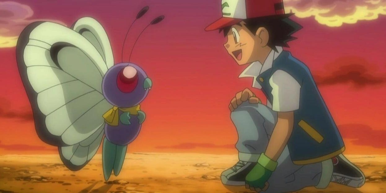 Ash and Butterfree say goodbye in Pokemon