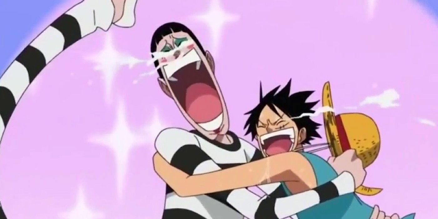 Bon Clay and Luffy hug in One Piece
