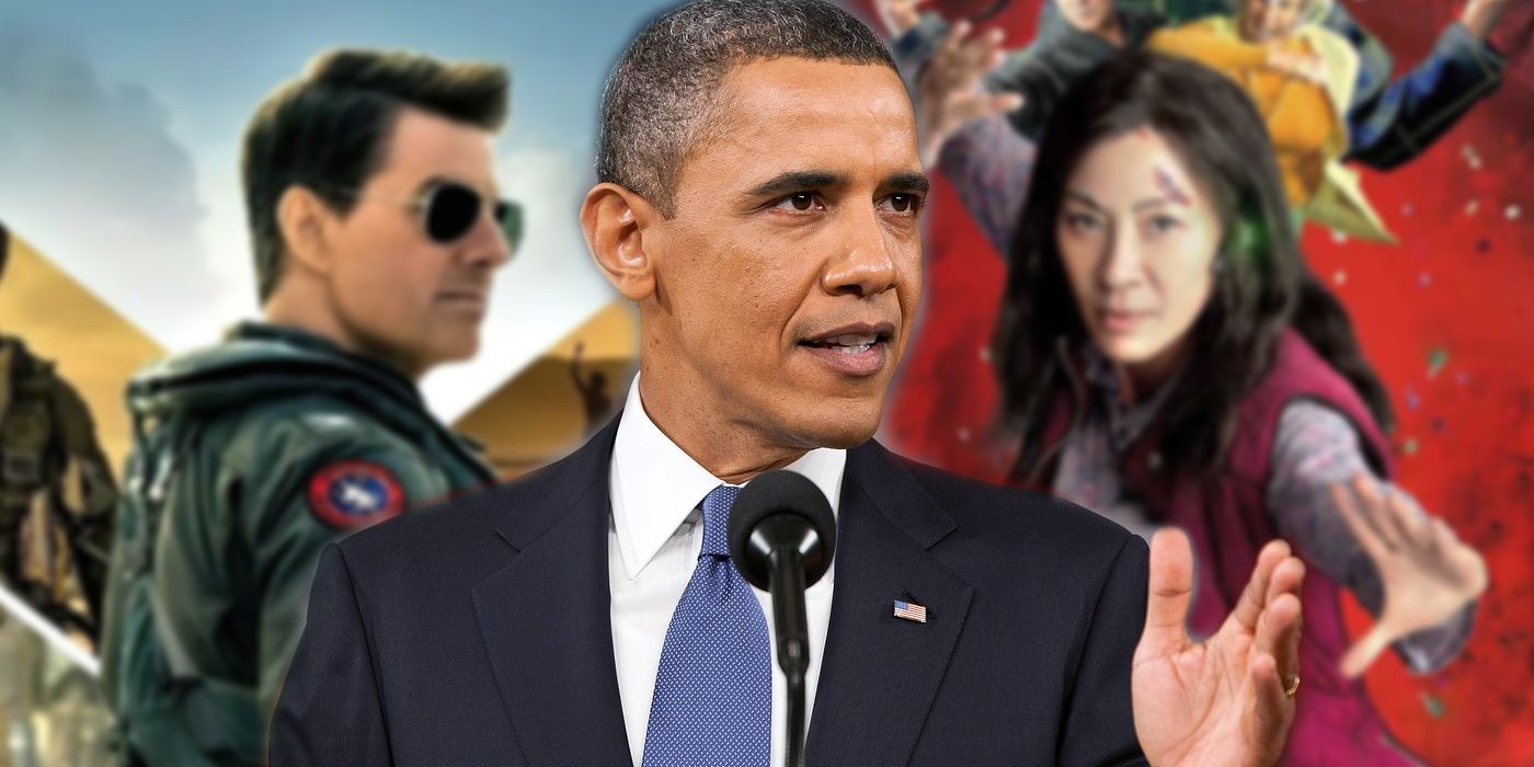 Barack Obama with Top Gun Maverick and Everything Everywhere All At Once