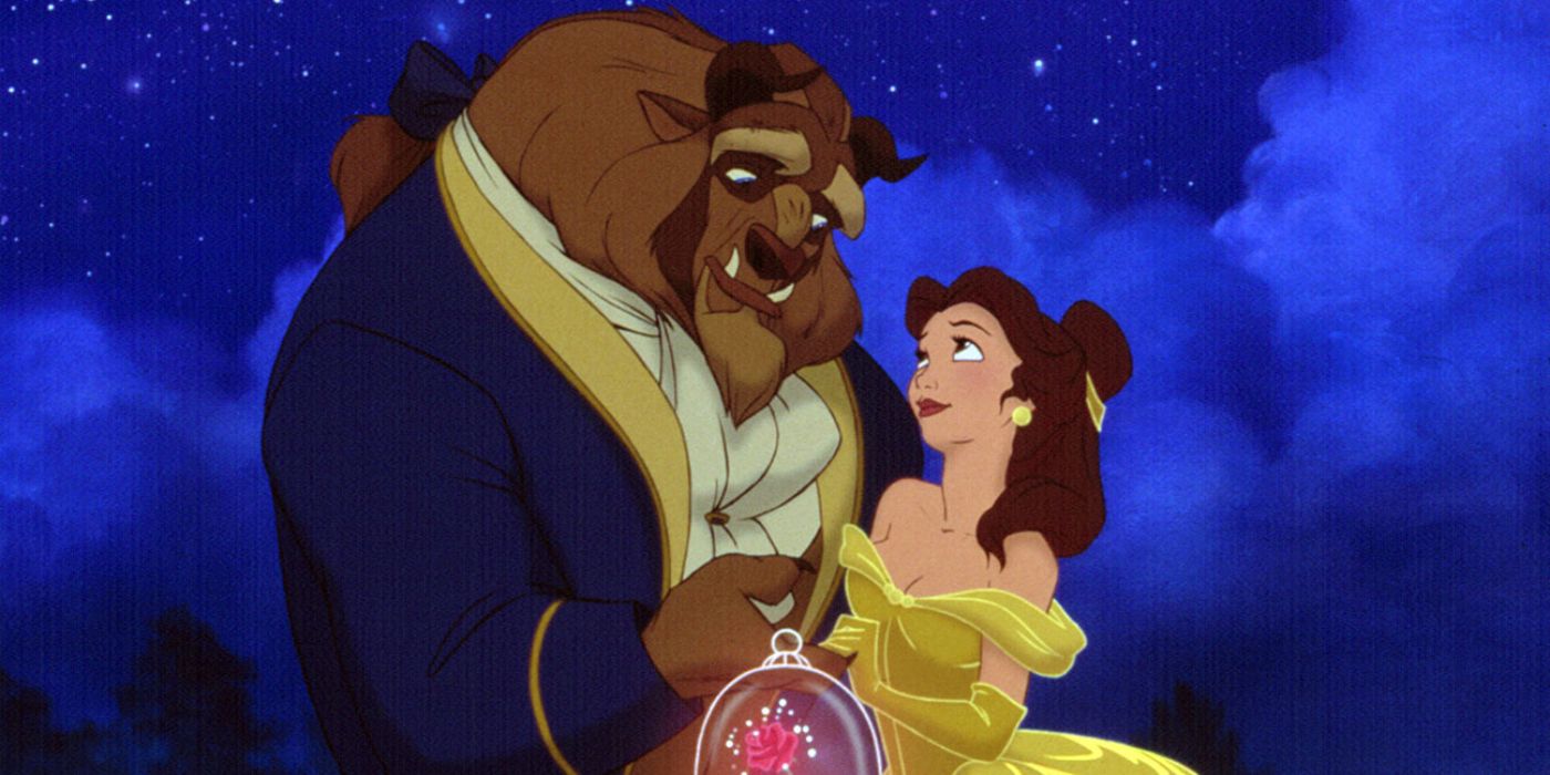 Belle and the Beast dancing in Beauty and the Beast.