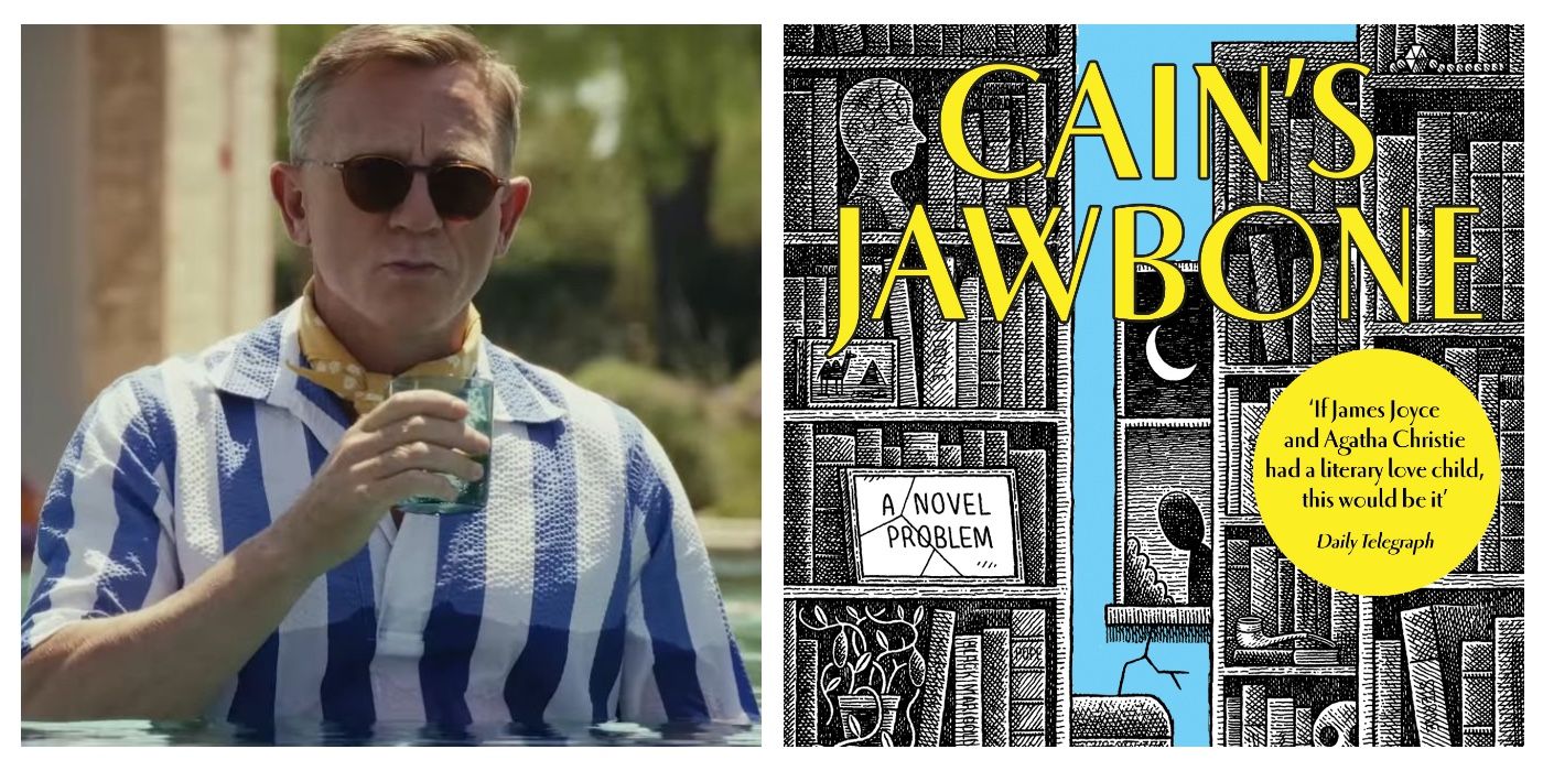 A collage of Benoit from Glass Onion and the cover of Cain's Jawbone