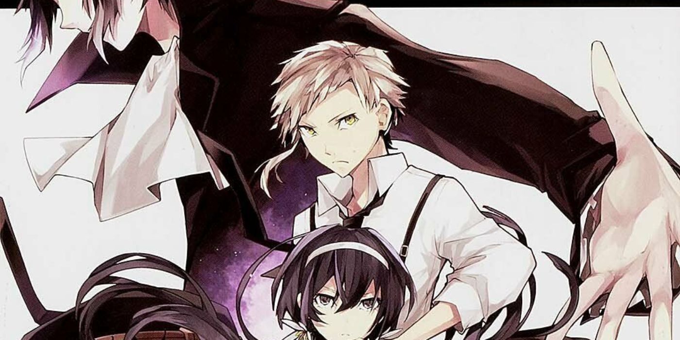Bungou Stray Dogs characters huddled together looking serious