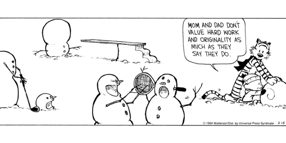 Calvin getting creative with snowmen
