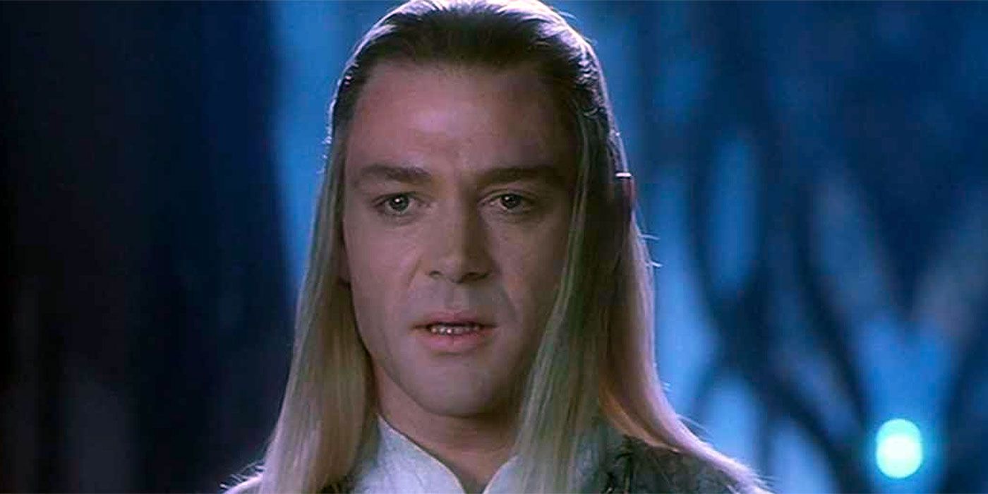 Marton Csokas as Celeborn in The Fellowship of the Ring opening his mouth to speak.