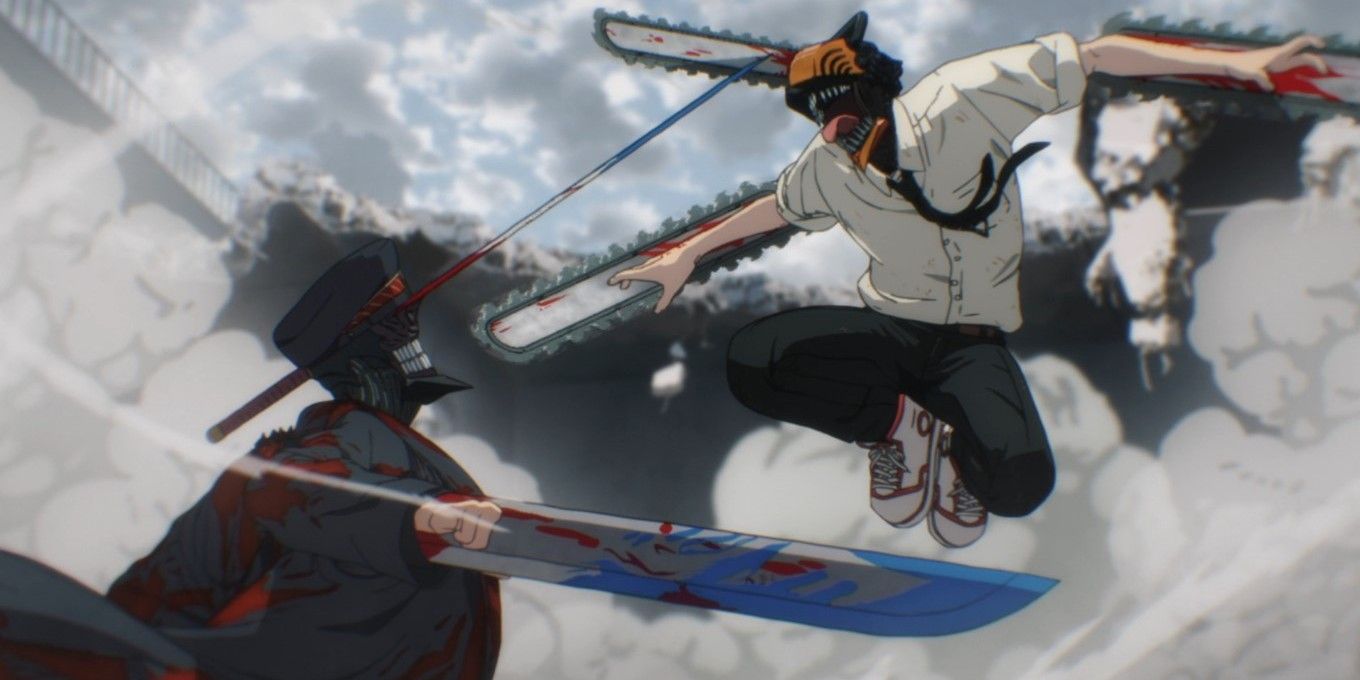 Denji fights Samurai Sword as a chainsaw