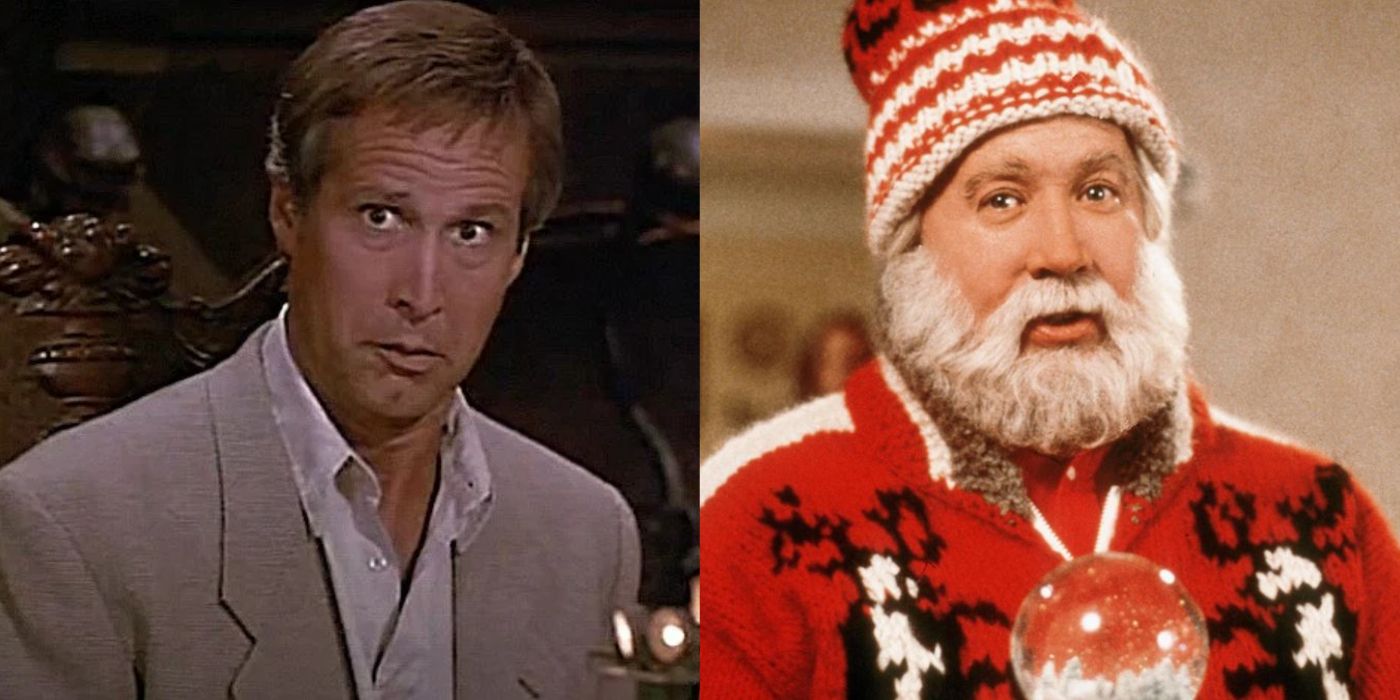 An image of Chevy Chase next to an image of Tim Allen from The Santa Clause.