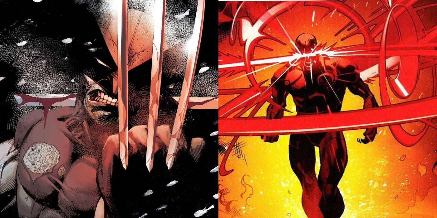 A split image of Marvel Comics' Wolverine and Cyclops