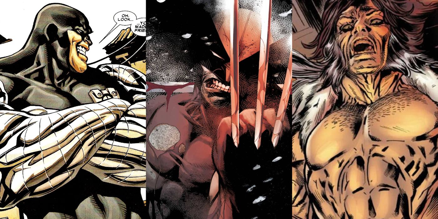 A split image of Marvel Comics' Cyber, Wolverine, and Romulus