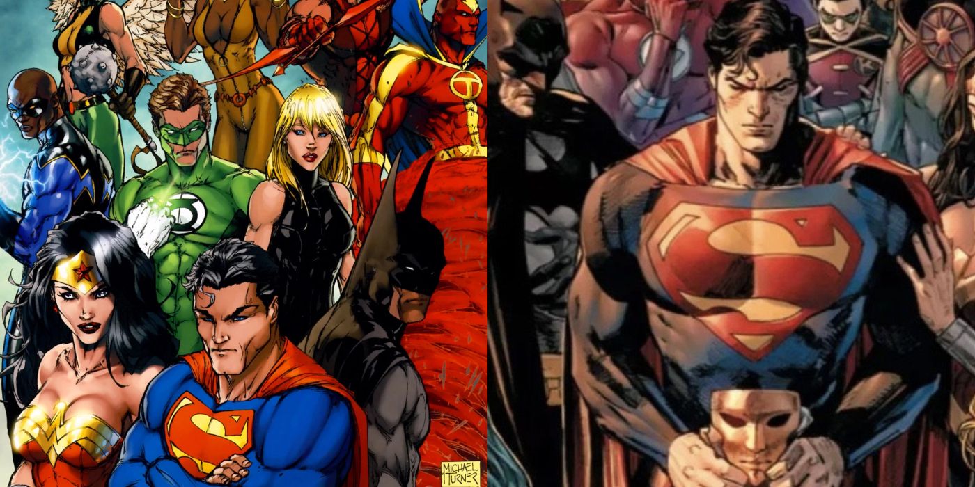A split image of Justice League of America's The Tornado's Path and Heroes In Crisis
