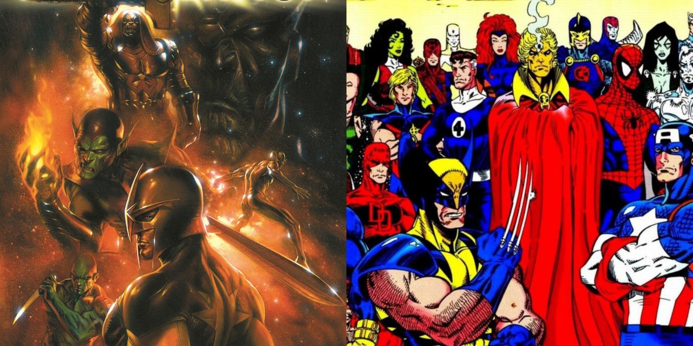 A split image of Marvel Comics' Annihilation and Infinity War