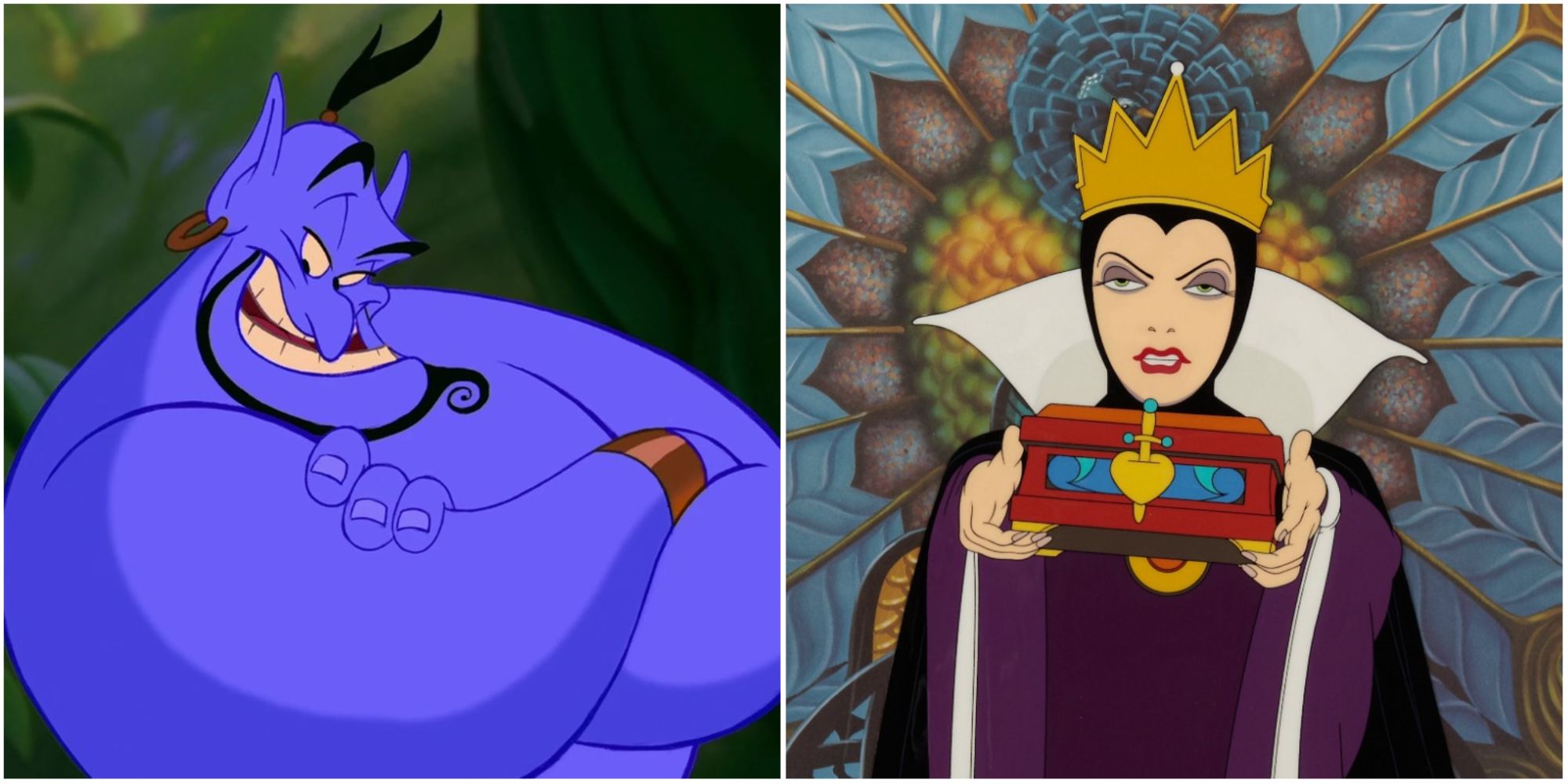 Genie in Aladdin and The Evil Queen in Snow White & the Seven Dwarves
