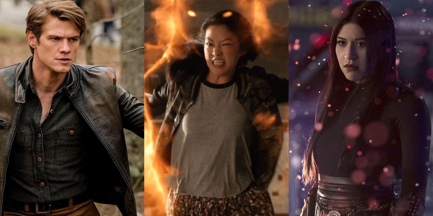 A split image of Lucas Till in MacGyver, Arden Cho in Teen Wolf, and Alaqua Cox in Hawkeye