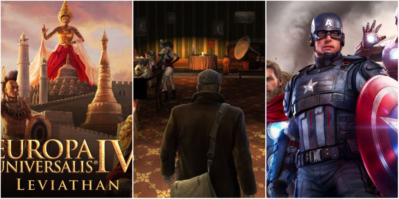 A collage of Europa Universalis IV, The Saboteur, Marvel's Avengers