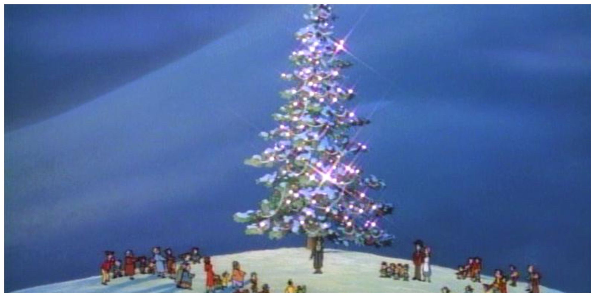 People gathered around a tree in The Christmas Tree movie 