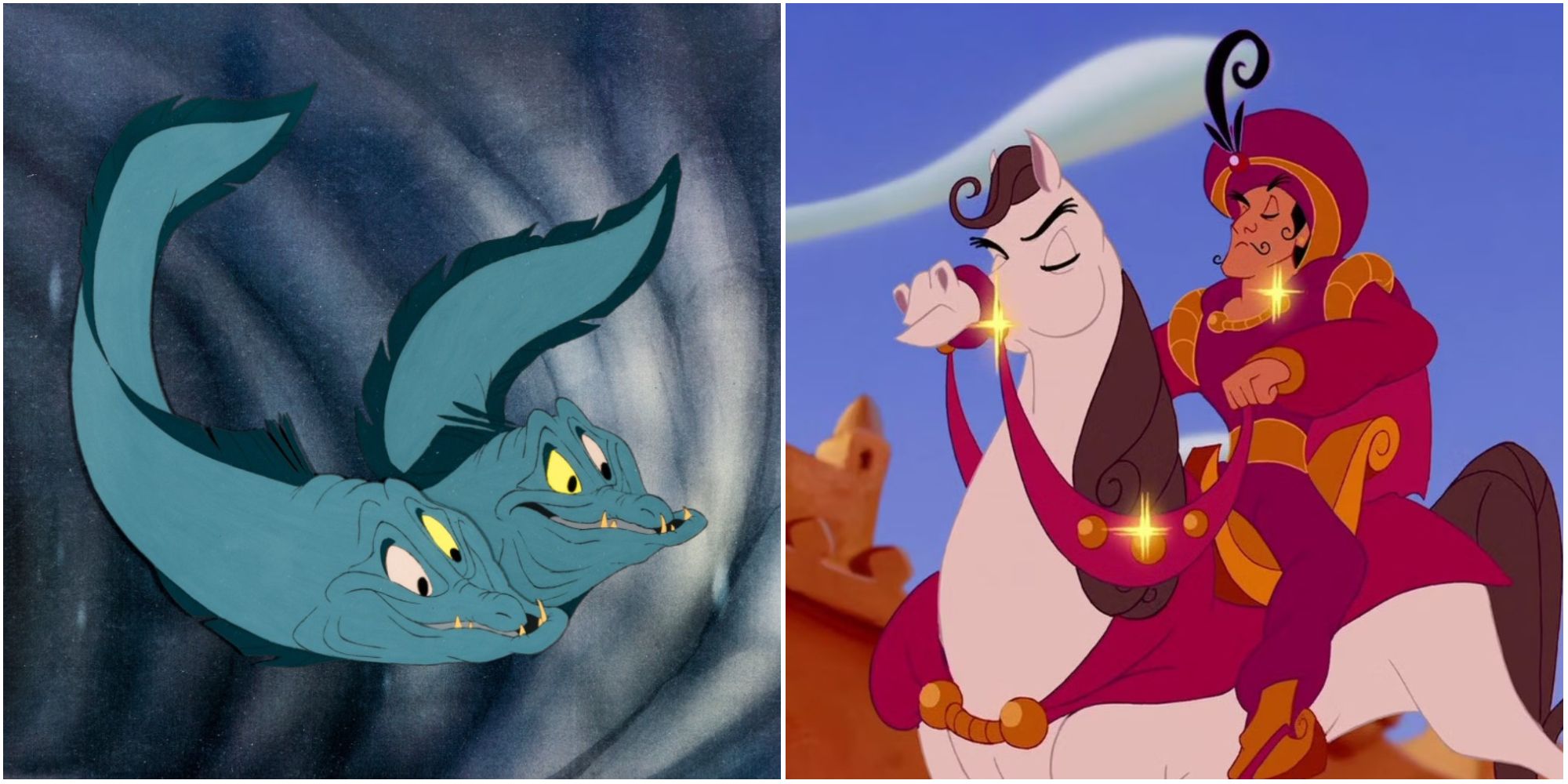 Flotsam & Jetsam in The Little Mermaid and Prince Achmed in Aladdin