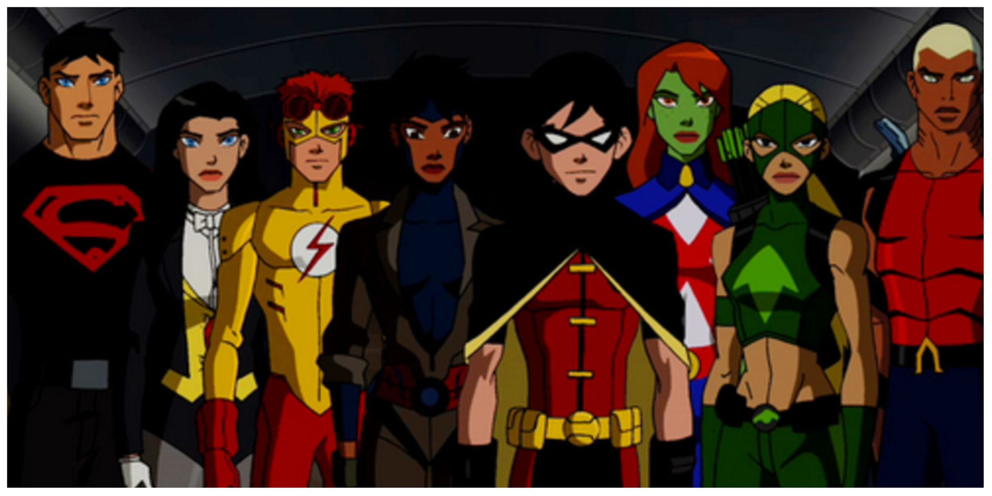 Robin, Miss Martian, Kid Flash, Super Boy, Artemis, Zatanna, Aqualad in Young Justice