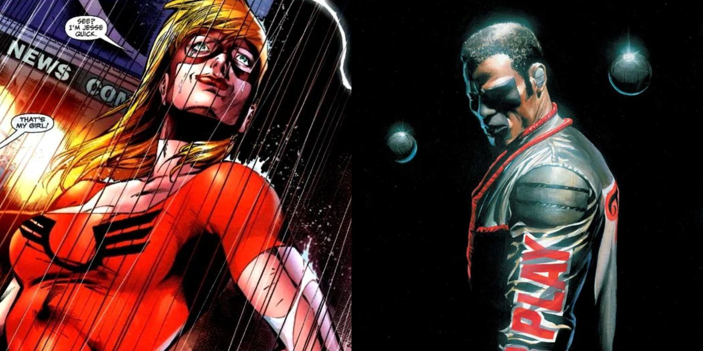 A split image of DC Comics' Jessie Quick and Mister Terrific