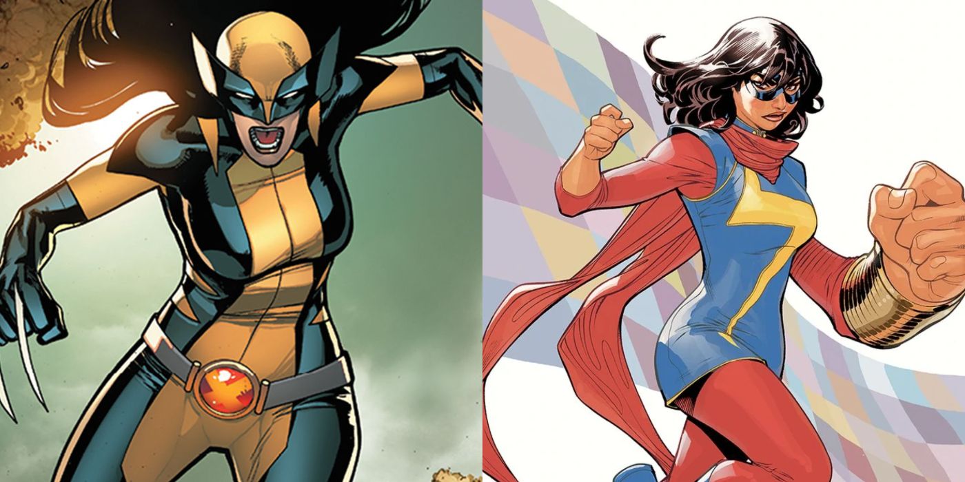 A split image of Marvel Comics' Wolverine and Ms. Marvel