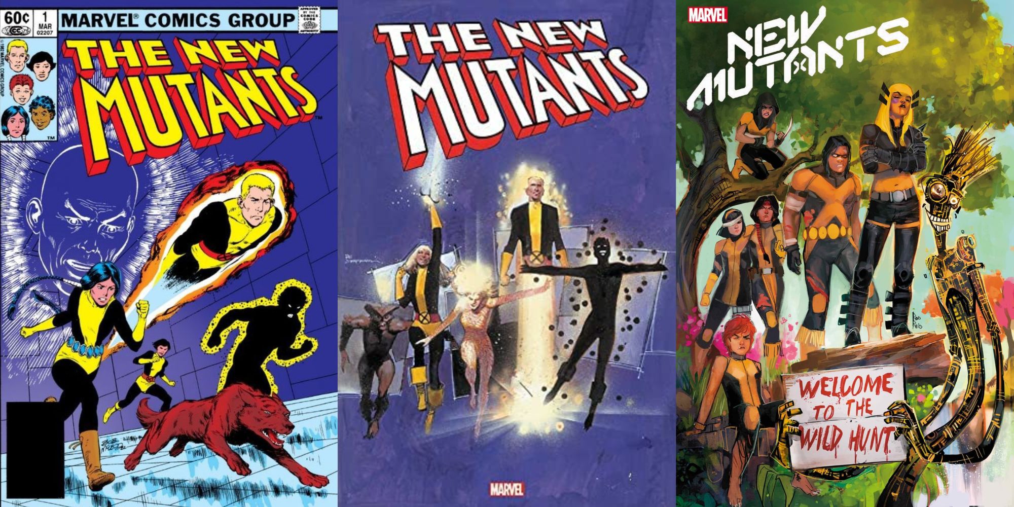 From left to right: the cover to issue #1 of the New Mutants by Bob McLeod, the New Mutants by Bill Sienkiewicz, and the Krakoan New Mutants by Rob Reis
