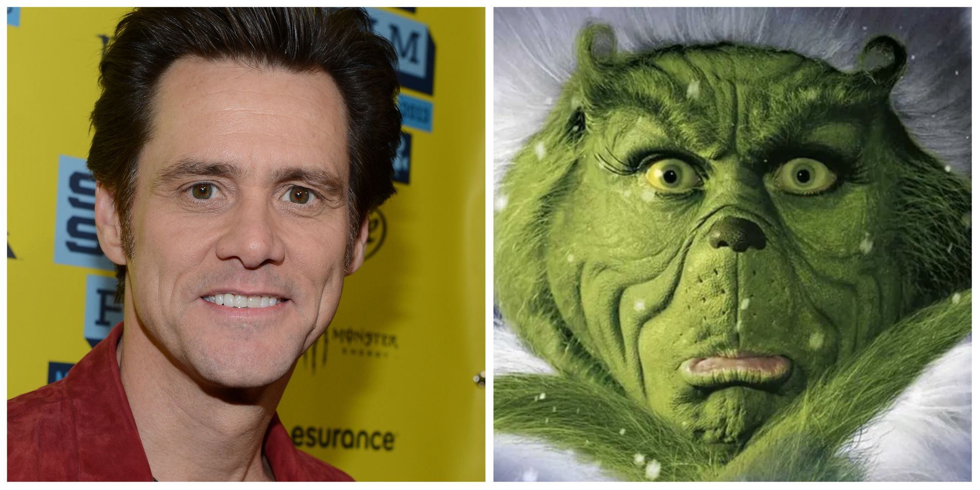 Jim Carrey as The Grinch in How the Grinch Stole Christmas.