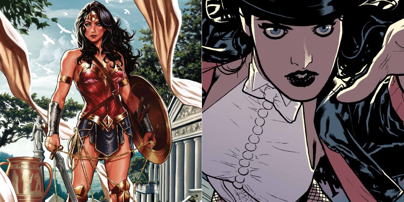 A split image of DC Comics' Wonder Woman and Zatanna